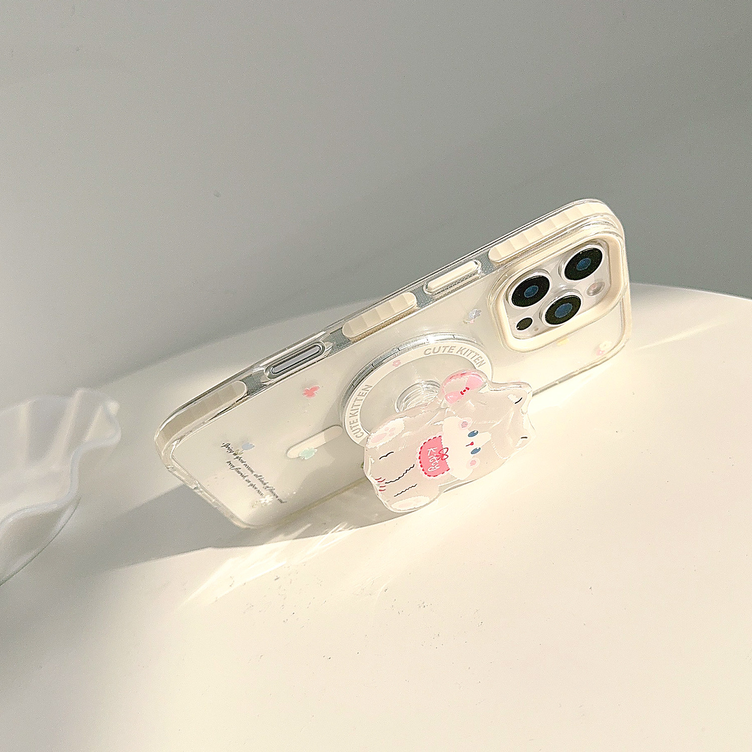 ins风少女卡通猫咪磁吸支架适用苹果16promax手机壳iphone17新款15pro女款14韩系小众可爱11全包软壳保护套,淘宝优惠券,粉丝福利购,淘宝优惠卷