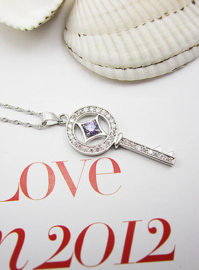 抖音钥匙公主风吊坠韩版银项链