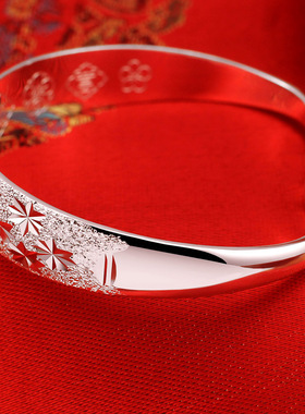 满天星银手镯999女足银