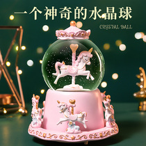 New Year Carousel Water Crystal Ball Music Octaonic Box Little Girl Children 10 Year Old Girl Practical Birthday Gift