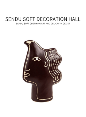 森度家居桌面摆件装饰黑咖样板间软装书房陈列搭配花器装饰画道具