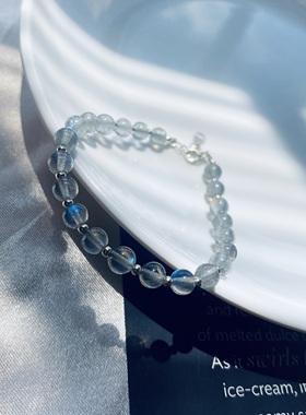 设计强蓝光14k包金ins风水晶手链
