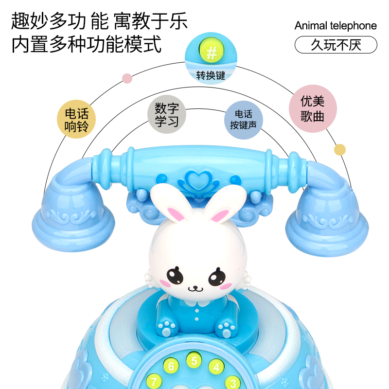 儿童复古卡通电话机早教故事机模式仿真座机益智音乐玩具女孩1岁2 - 图1