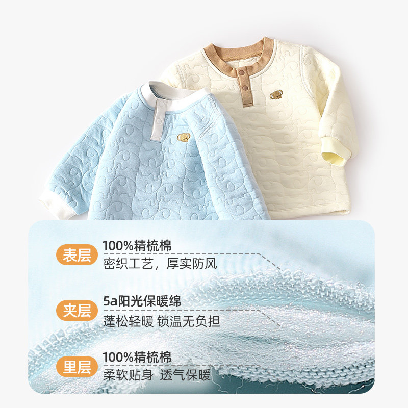 儿童保暖衣秋冬宝宝上衣纯棉冬季男童女孩夹棉婴儿内衣小童打底衫,淘宝优惠券,粉丝福利购,淘宝优惠卷