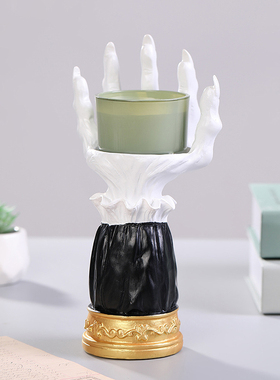 万圣节道具装饰骷髅手烛台小摆件