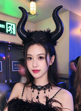 万圣节牛角头饰玛琳菲森cos女巫恶魔发箍沉睡魔咒头箍装扮道具
