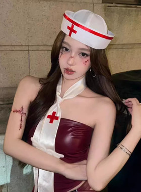 黑暗护士帽cos服帽子女款2026新款万圣节服装服饰装扮衣服成人