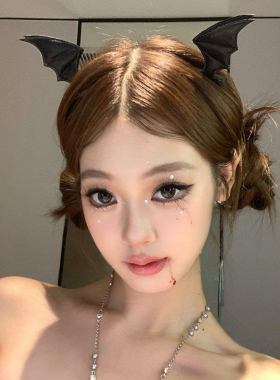 万圣节头饰小恶魔蝙蝠发夹女2026新款高级感发卡发饰侧边夹子装扮