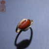Xinjiang Hotan jade seed red Qin inlaid gold ring