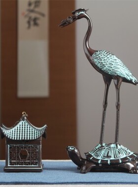 兰亭款仙鹤踏龟吊炉家居仿古熏香炉合金室内装饰品创意摆件工艺品