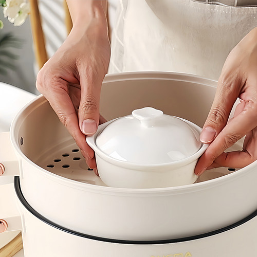 景德镇家用隔水双耳蒸蛋碗小炖盅陶瓷甜品碗骨瓷鱼翅炖汤燕窝盅罐 - 图2