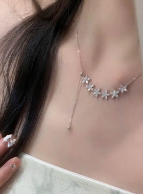 气质百搭锆石项链钛钢女锆石