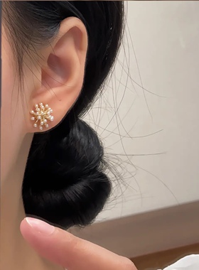 烟花高级耳饰925纯银气质珍珠女
