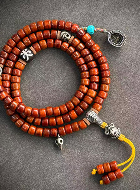 藏传回流牦牛骨佛珠念珠文玩多圈手串玛瑙线珠料器阿呆配饰