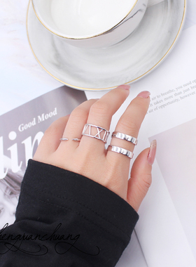 时尚风宽面复古重工指环ins新品