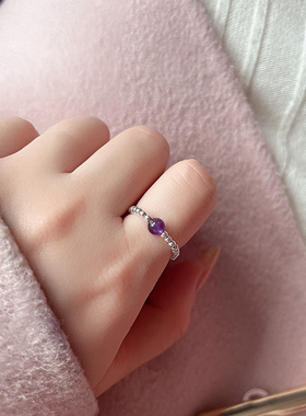 s925纯银戒指简约百搭女天然水晶