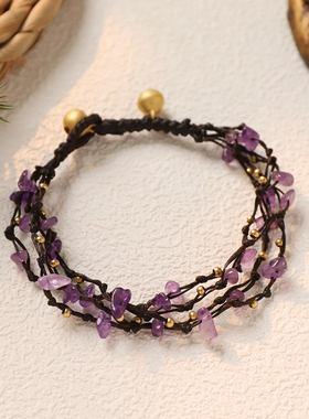 手作森系复古水晶手链多层手串