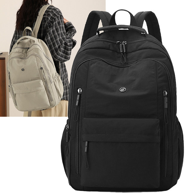 Backpack Women's 2026 New Fashionable and Versatile School Bag Large Capacity Lightweight Minimalist Wear-Resistant Travel Student Backpack