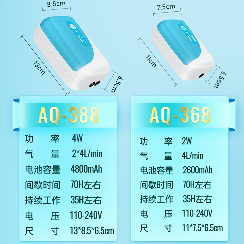 氧气泵鱼缸超静音增氧机便携式USB充电两用增氧泵锂电池户外钓鱼