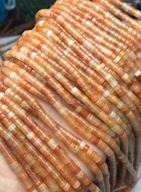 2*4MM 橙东陵玉直切扣片海西片管珠散珠半成品手链项链配件配珠