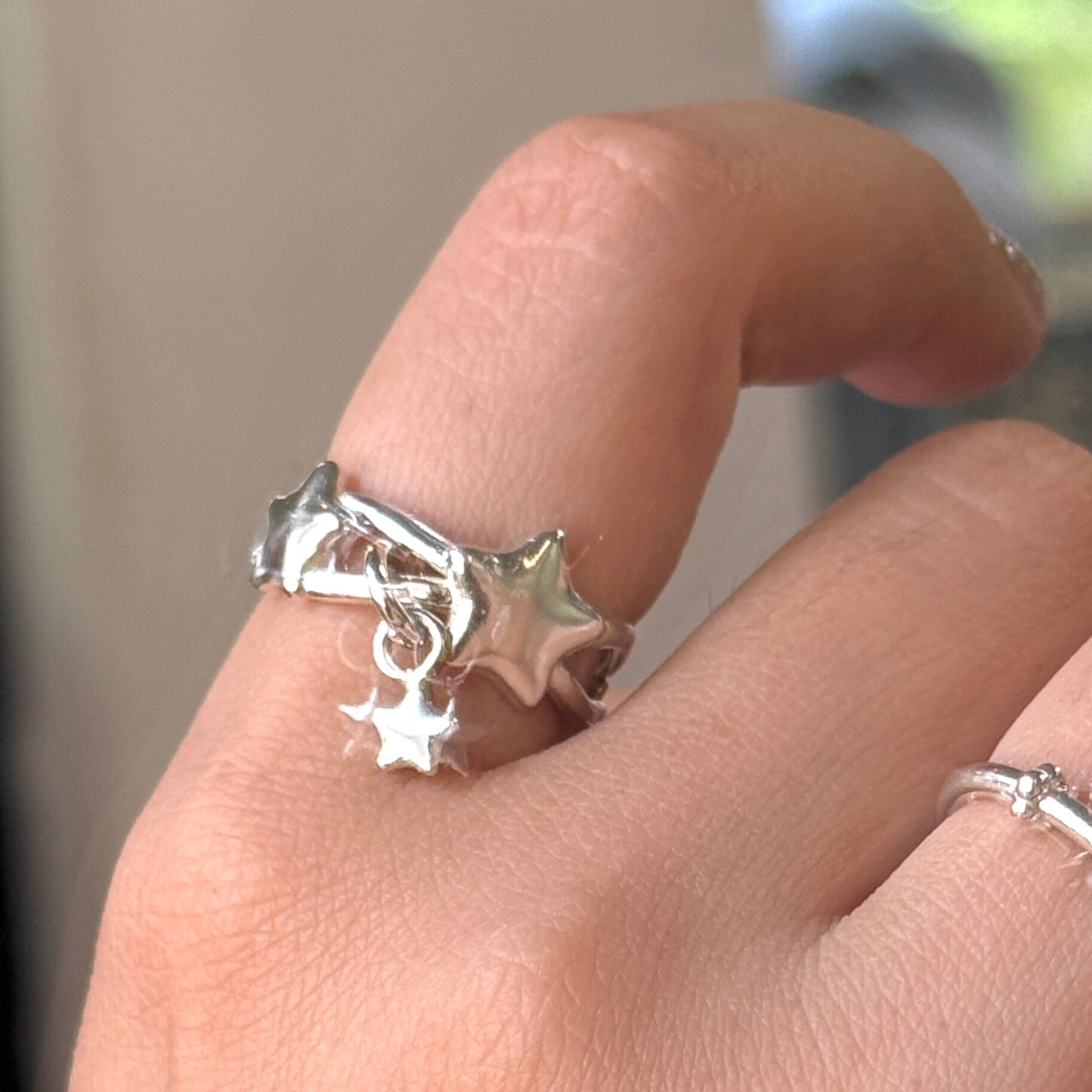 GOODJEWELRY meteor ring star ring 925 silver ring size can be customized for niche closed mouth stacking wear