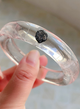 天然白发晶宽版手镯 内带天然云母包裹体 冰透体清澈明亮55.5mm