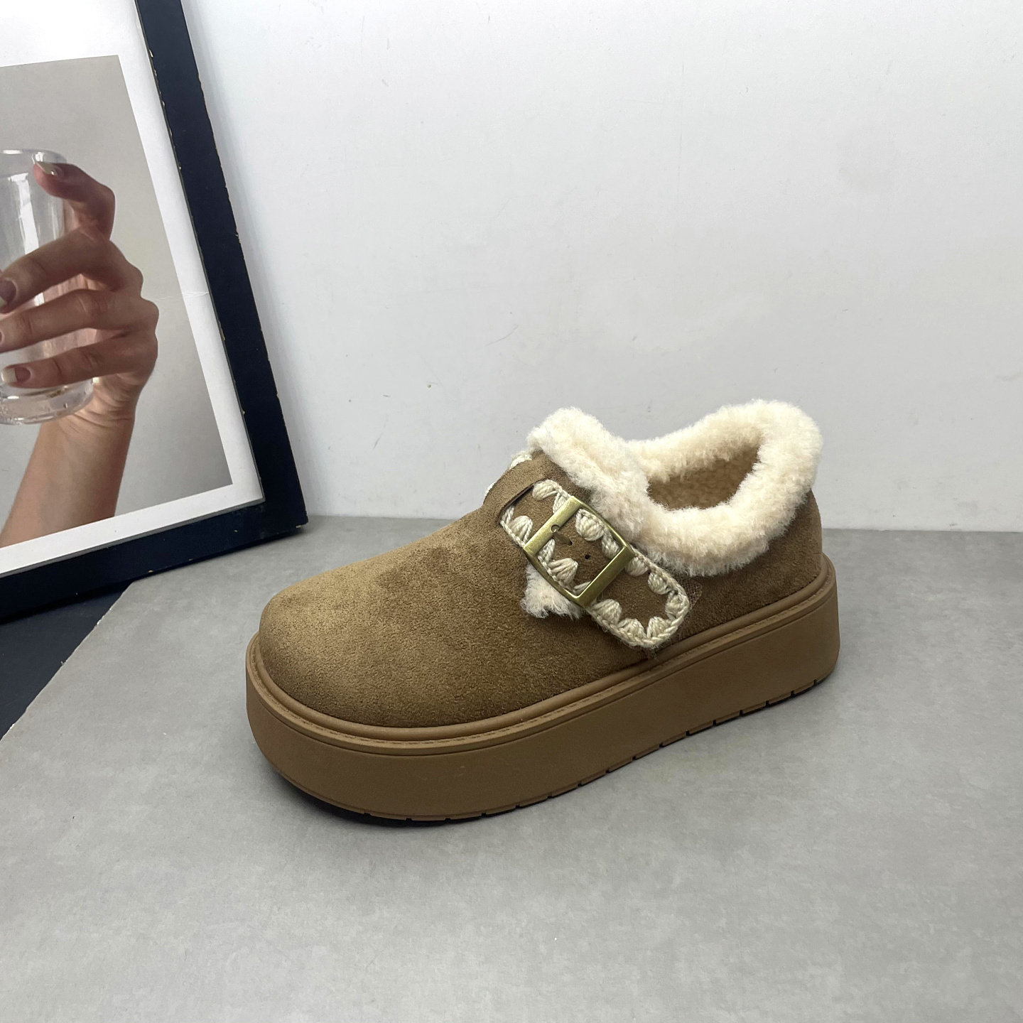 2025冬季新款加绒勃肯鞋女保暖雪地靴魔术贴厚底增高女士毛口棉鞋,淘宝优惠券,粉丝福利购,淘宝优惠卷