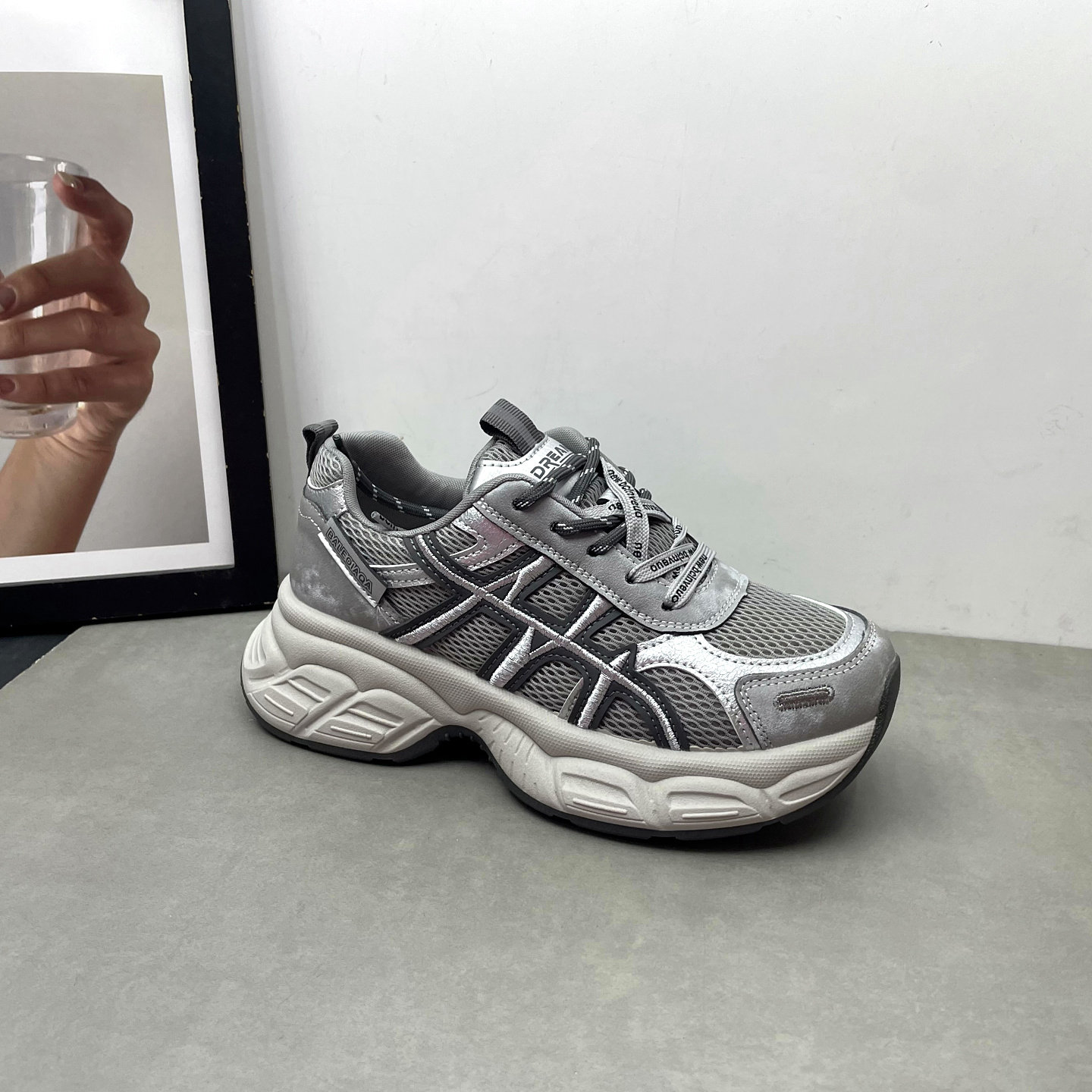 2026春季新款女鞋圆头深口系带网面透气轻便百搭老爹鞋休闲女单鞋,淘宝优惠券,粉丝福利购,淘宝优惠卷