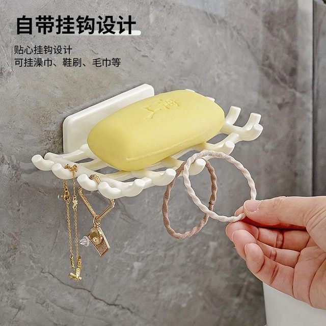 Punch-free soap rack bathroom storage box drain storage rack soap upgrade grid soap wall-mounted