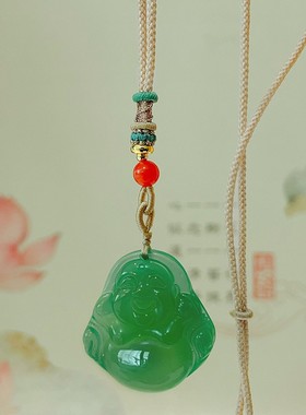 绿色玉佛 玉髓绿佛绿玛瑙绿玉髓佛公吊坠挂件大肚佛菩萨公直播爆