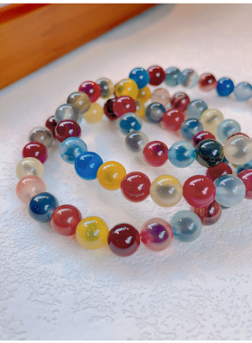 天然糖心玛瑙手串盘缠手串