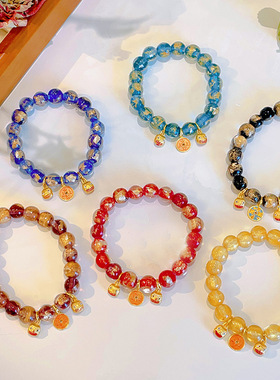 香灰琉璃手串金箔十全十美古法多宝吞金兽本命年手链女宫廷风