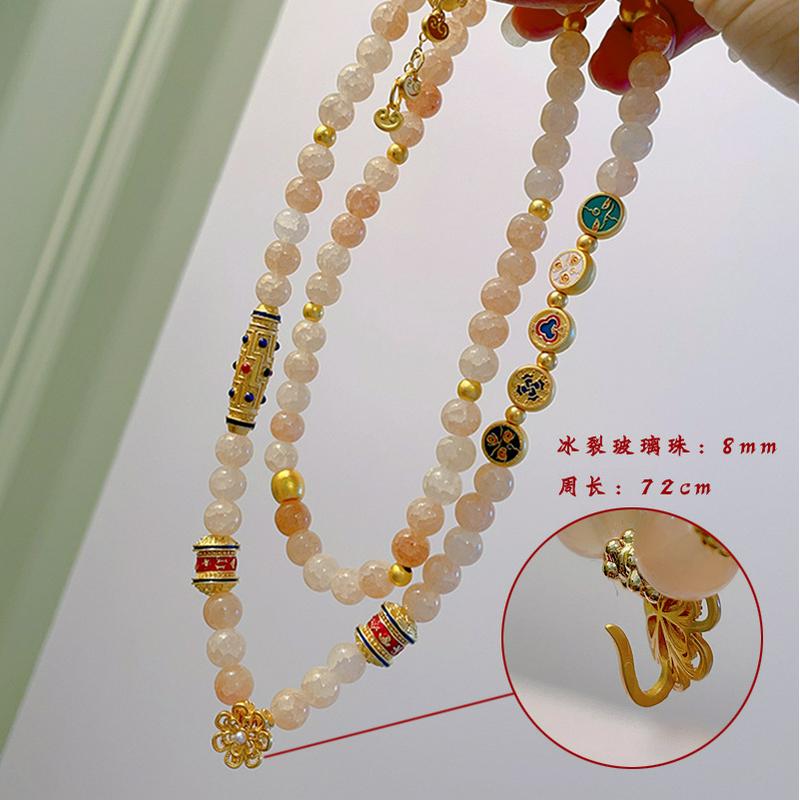 西藏唐卡佛牌链子可挂坠子扎基拉姆前世今生沙金天珠项链毛衣链女 - 图0