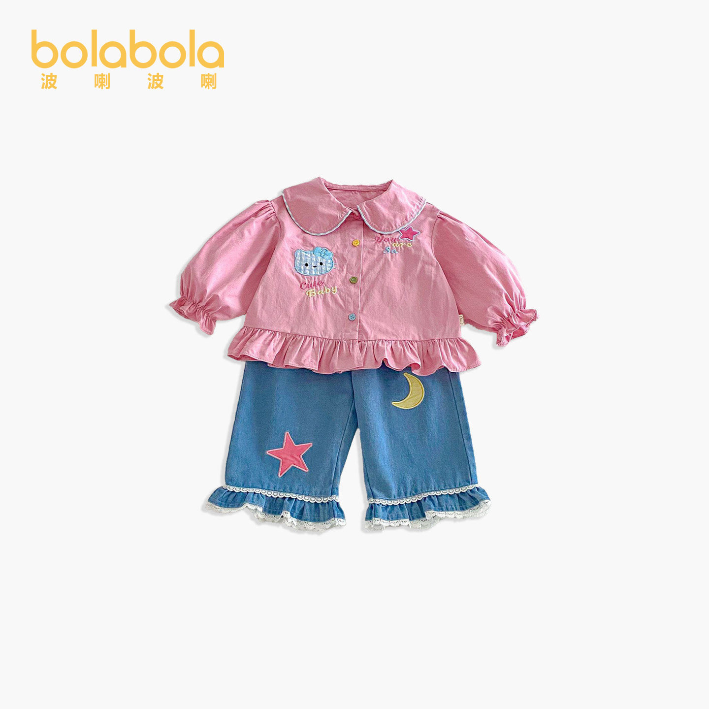 女童卡通外套2026新款春季宝宝洋气娃娃领贴标波点上衣儿童春装潮,淘宝优惠券,粉丝福利购,淘宝优惠卷