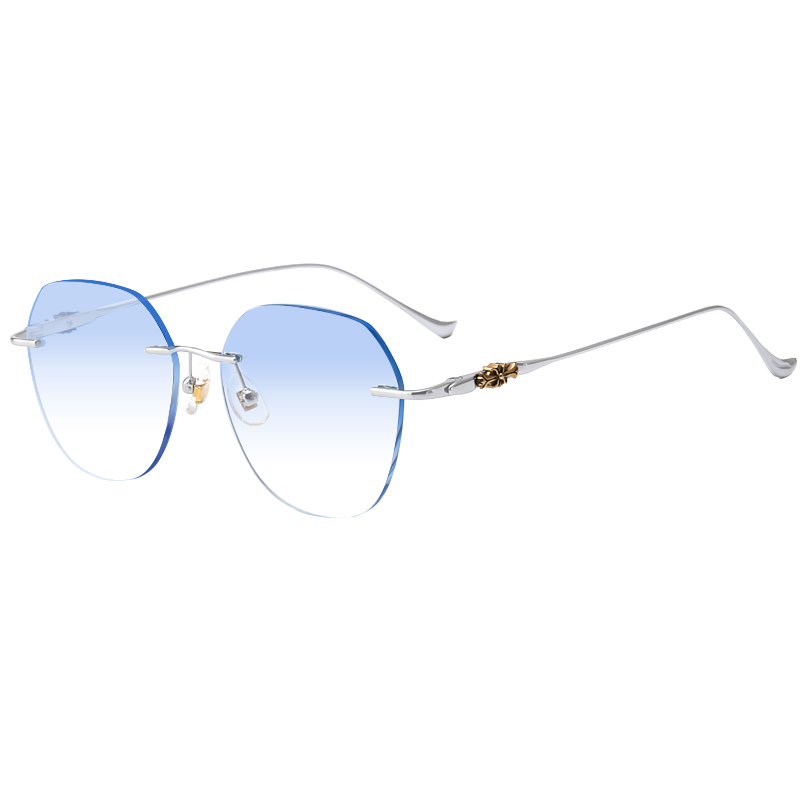 超轻纯钛无边框眼镜男近视配有度数加散光防蓝光变色镜框女大脸潮 - 图3