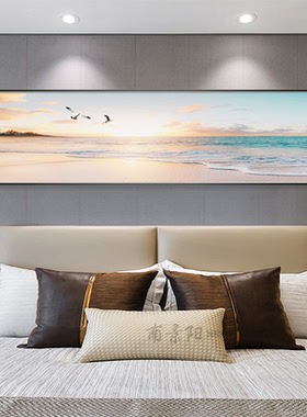 卧室床头画风景装饰画客厅挂画民宿晶瓷防水壁画海边蓝色风景轻奢