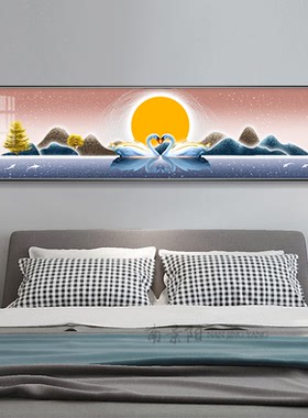 卧室装饰画高级感山水画房间床头挂画晶瓷客厅沙发背景风景画防水