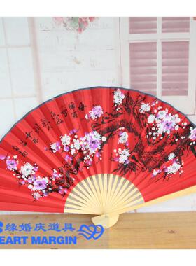 结婚折扇中式红梅纸舞台背