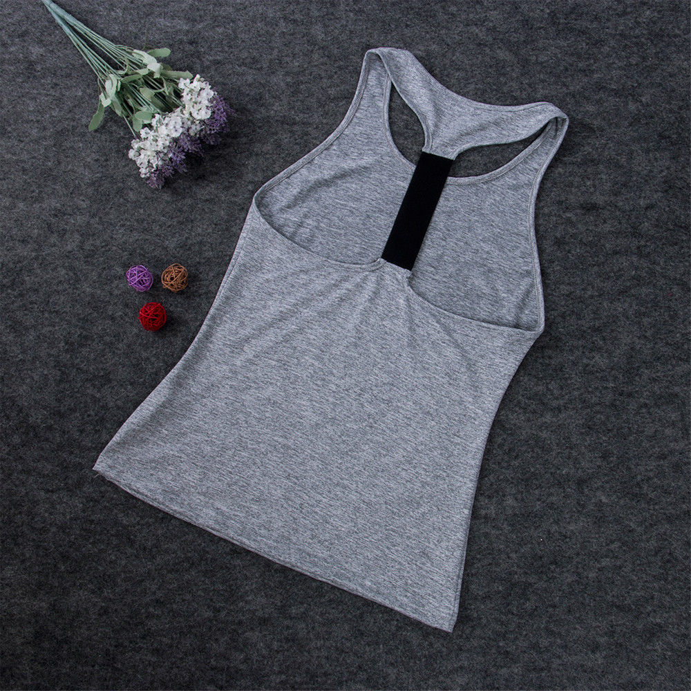 Women's Yoga Tops Workout Tank T-Shirts Fitness Vest Sports-图1