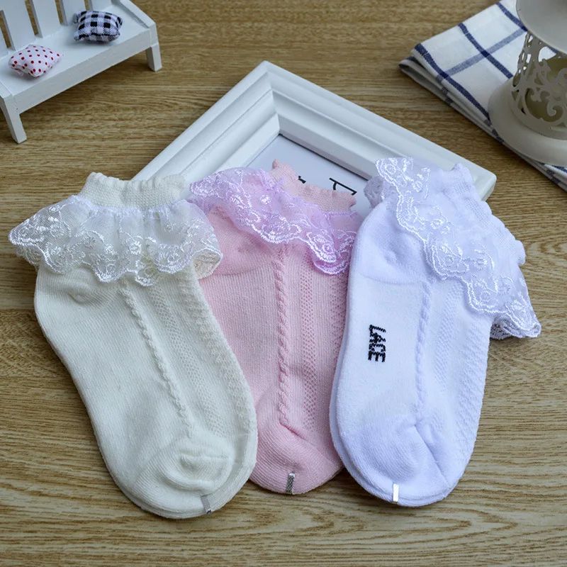 5 Pairs/lot Baby Girls Kids Lace Ruffle Socks Princess Mesh - 图3