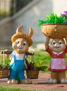 可爱风兔子多肉花盆阳台幼儿摆件