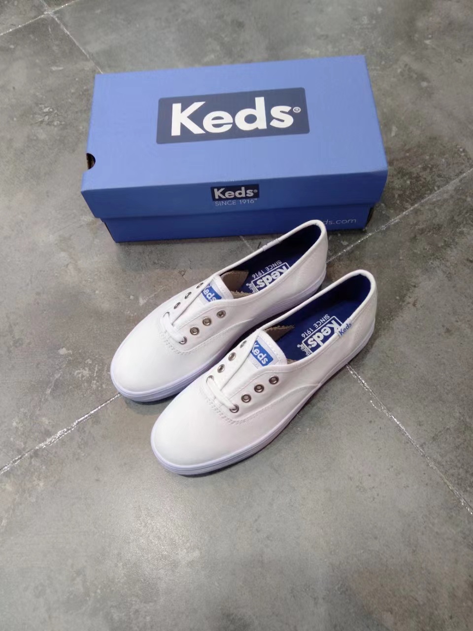 Keds白色厚底帆布松糕底女生百搭平底韩版郑秀晶同款增高帆布鞋-图0