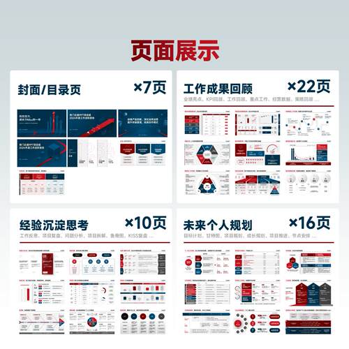 50页工作汇报专用PPT模板【可一键换色】 - 图2