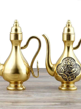 纯铜酒壶供奉观音财神关公佛具