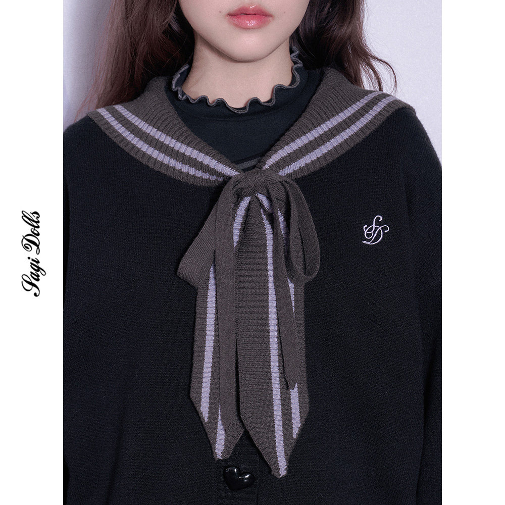 SagiDolls少女斗志 #暖芋夹心#甜心海军领针织开衫外套宽松百搭冬,淘宝优惠券,粉丝福利购,淘宝优惠卷