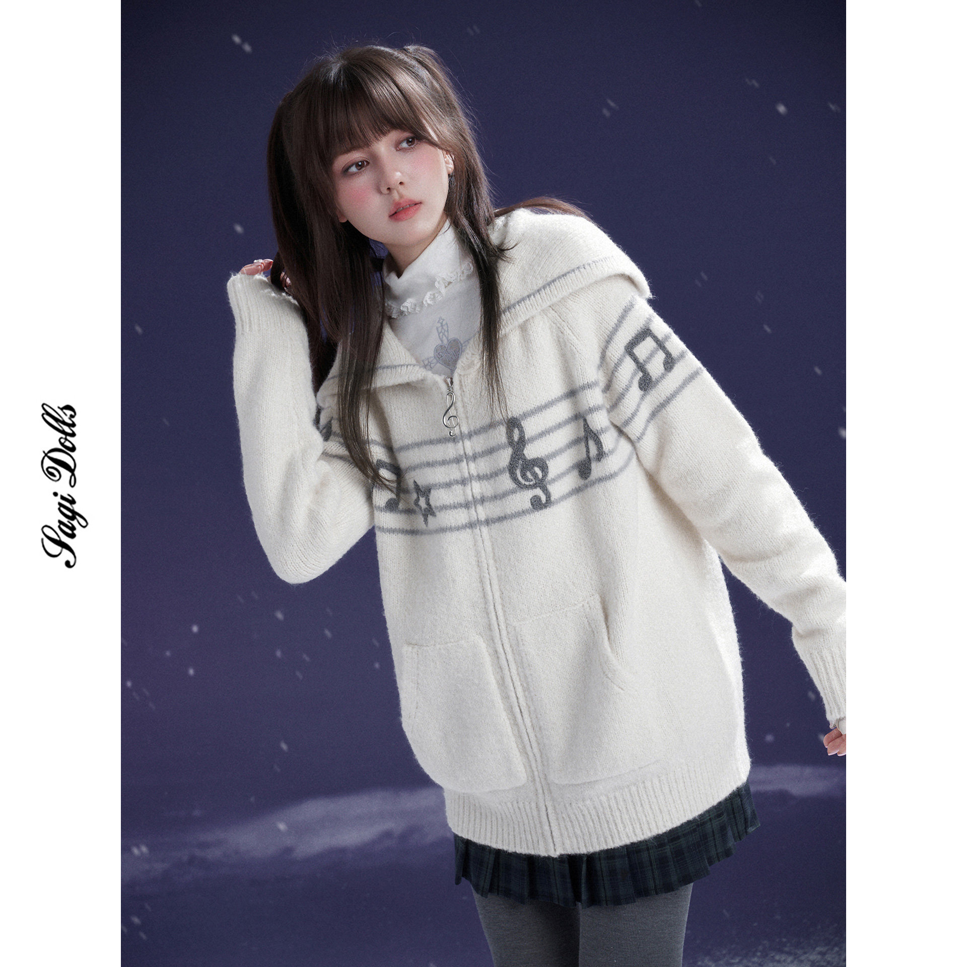 SagiDolls少女斗志 甜酷翻领毛衣女款2025新款外套保暖百搭针织衫,淘宝优惠券,粉丝福利购,淘宝优惠卷