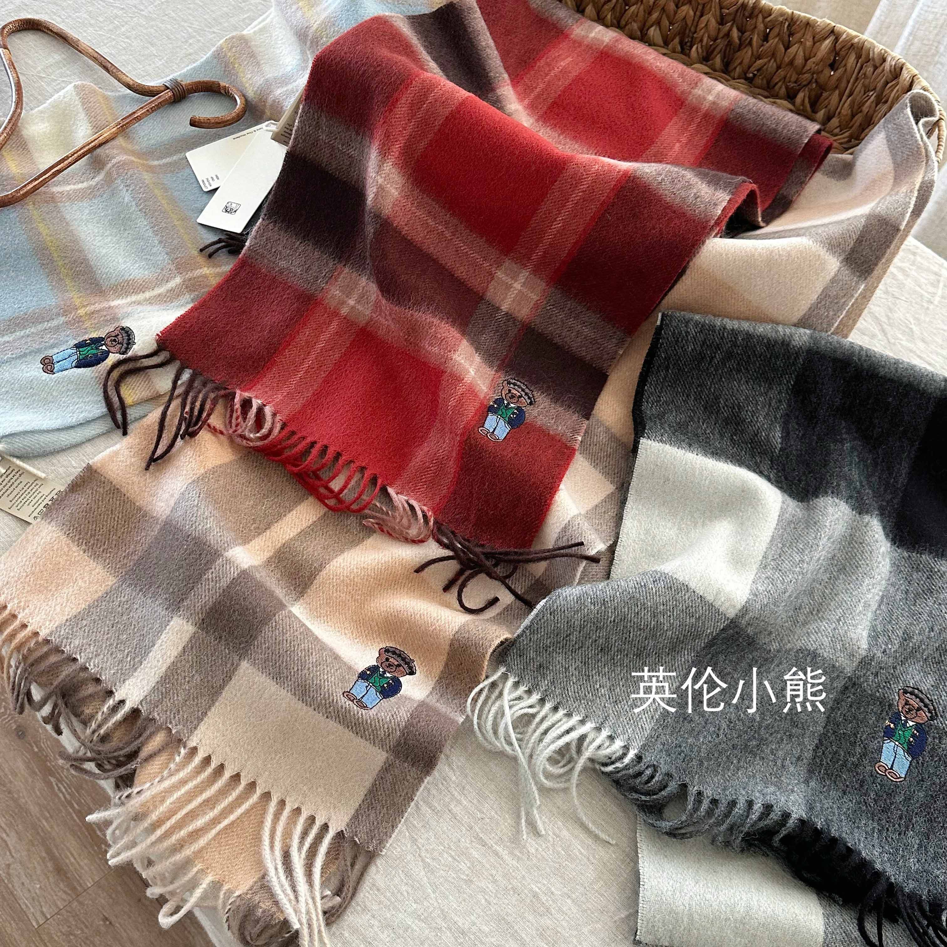 限量发售！英伦经典小熊100%澳洲羊毛围巾女冬季格子百搭情侣围脖,淘宝优惠券,粉丝福利购,淘宝优惠卷