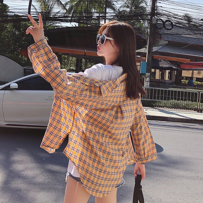 2020春秋季新款超薄粉格子女装衬衫 monie服饰衬衫