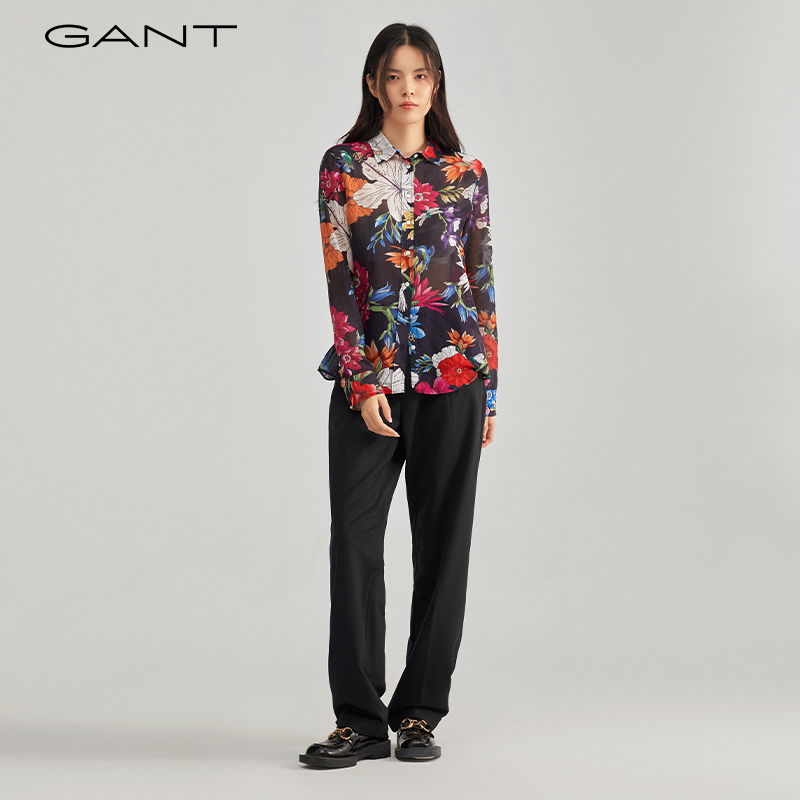 GANT甘特春夏女士气质优雅复古花卉印花丝