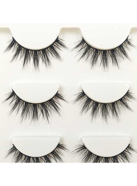 050手工自然交叉假睫毛 日系棉线梗裸妆逼真 3D款立体假睫毛3对装